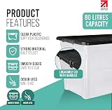 Klass Home 3 x 80 Litre Storage Boxes with Lids Set Clear Black Lid 80L view 2