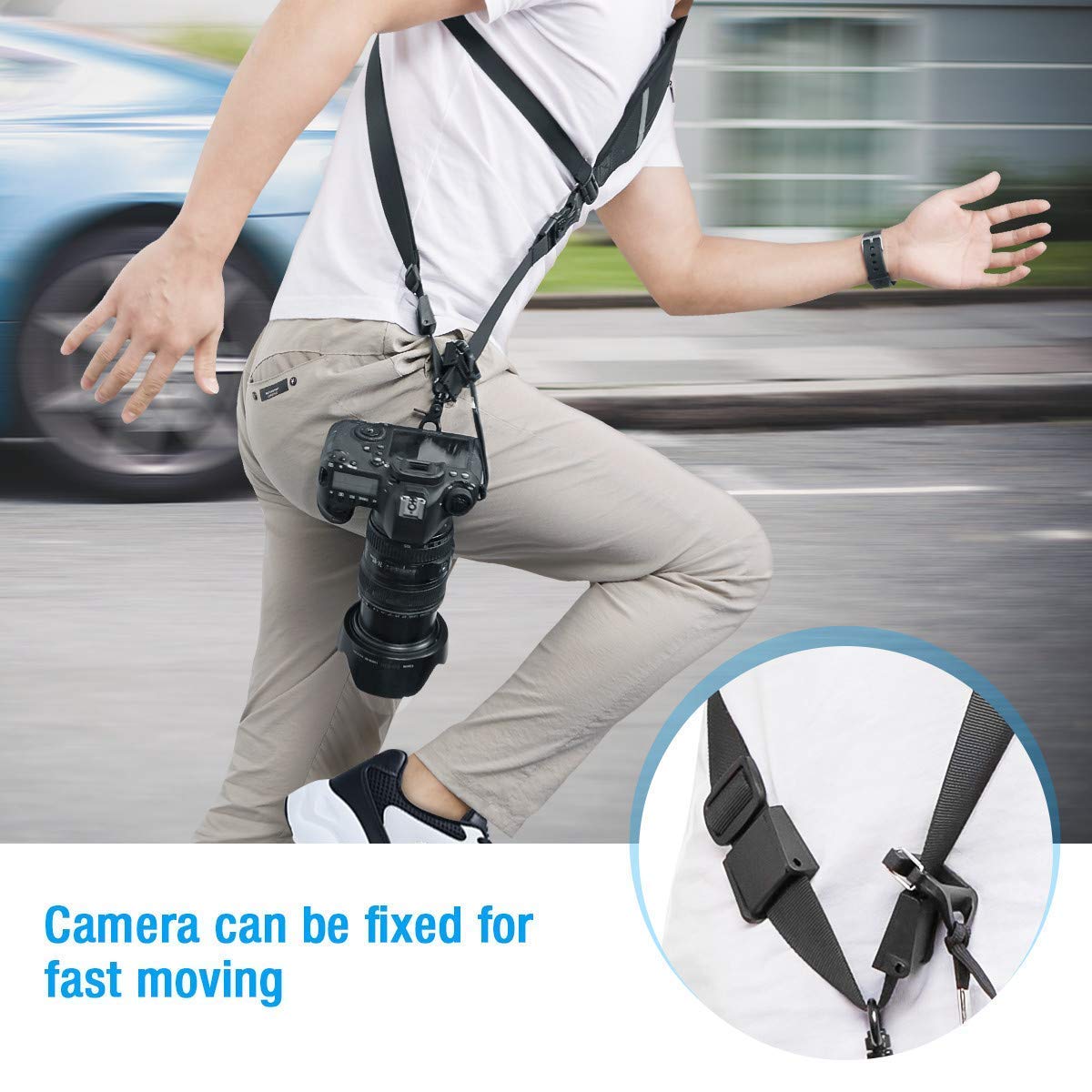 Powerextra Camera Shoulder Neck Strap with Quick Release and Safety Tether Compatible with Canon Nikon Sony Olympus Pentax, fujifilm, Panasonic Canon SLR DSLR