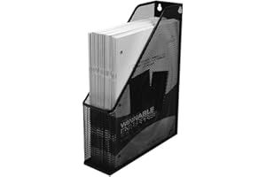 Winnable Porte-revues en maille, noir, maille métallique durable, design ouvert pour un accès facile, 24,5 x 6,3 x 32,5 cm po