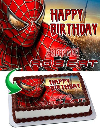 Spider-Man Personalized Cake Toppers Icing Sugar Paper A4 Sheet Edible Frosting Photo Birthday Cake Topper 1/4 ~ Best Quality Edible Cake Image!