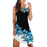 ETCYY NEW Summer Dresses for Women Trendy Boho Floral Print Sundresses Sleeveless Beach Cover Up Dress with Pockets