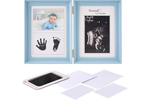 ALLONWAY Baby Hand and Footprint Kit, Ink Pad for Baby Hand and Footprints, Baby Footprint Kit with Mess-Free Ink Pad 4 Art Cards, Baby Shower Gifts for Boys (Blue)