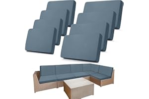 Newwiee 8 Pcs Stretch Patio Outdoor Cushion Covers Replacement for 4 Backrests and 4 Patio Cushions Covers, Waterproof Couch Sofa Slipcover Furniture Protector, Thin Fabric Breathable(Gray Blue)