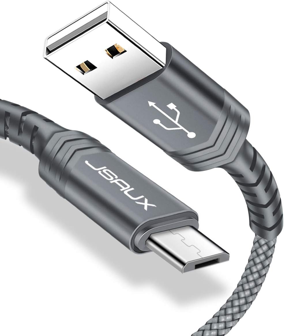JSAUX Micro USB Cable for Android (2-Pack 2M) Micro USB Android Charger Cable Nylon Braided Cord Compatible with Samsung Galaxy S7 S6 J7 Note 5