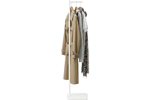 Verssure Adjustable Clother Display Stand 61"-75", Metal Clothing Display Rack Freestanding,Single Arm Clothes Rack,Costumer Stand for Coat and T-shirt Hanging in Shops,Retail Stores,Home (White)