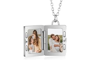 Custom Photo Locket Necklace: Personalized Double-sided Photo Locket Necklace for Women Mother Wife Couple - Gift for Christm