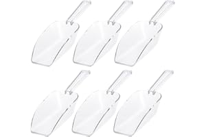 6 Pack Ice Scoop Candy Buffet Containers Scoopers, 7.5 in Clear Plastic Scoop for Popcorn Cookie Candy Buckets, Podpocket Acr