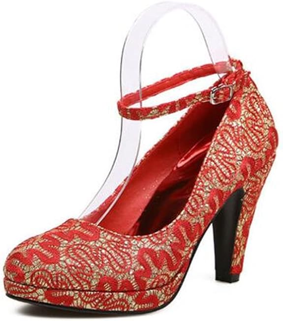 Amazon.com | Womens Classic Mary Jane Low Mid Kitten Heel Round Toe Pumps(Gold-34/3.5 B(M) US 