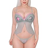 Littleforbig Women Nightwear Lace Strap Chemise Halter V Neck Sleepwear - Let’s Play Gamer Girl Lingerie Set