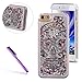 iPhone 6 Plus/6S Plus Case, EMAXELER Horror Painted Series 3D Glitter Liquid Floating Bling Moving Hard Protective Cellphone Case for iPhone 6 Plus / 6S Plus + Send 1Pcs Stylus Pen--Skull: Sliver