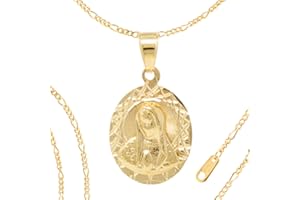 Collar con medalla de la Virgen de Guadalupe Chapa de Oro de 22K Regalo para Mamá Regalo Pareja