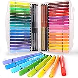 KXF Washable Colouring Pens 48 Assorted Colours Non-Toxic Triangle Grips Case