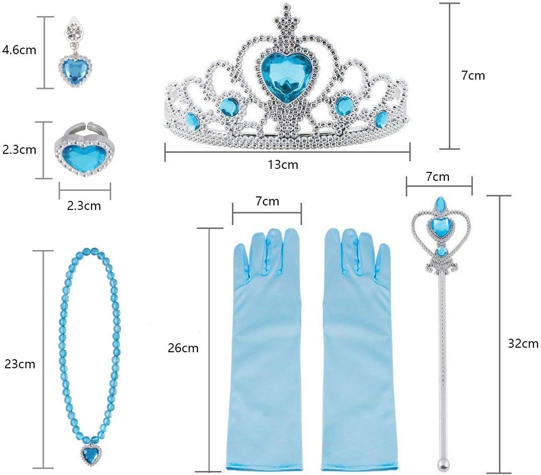 Vicloon 9 Set Dress Accessories, Gloves, Upgrade Princess Tiara Braid Wand, Necklace, Ring, Earrings - Image 5