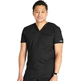 Cherokee WW Revolution Scrubs For Men V Neck Top Double Pocket | Modern Fit, Comfortable Fit, Mesh Neckline Trim, Durable Fabric, Bungee ID Badge Loop, High-Low Hem, Made for Long Shifts