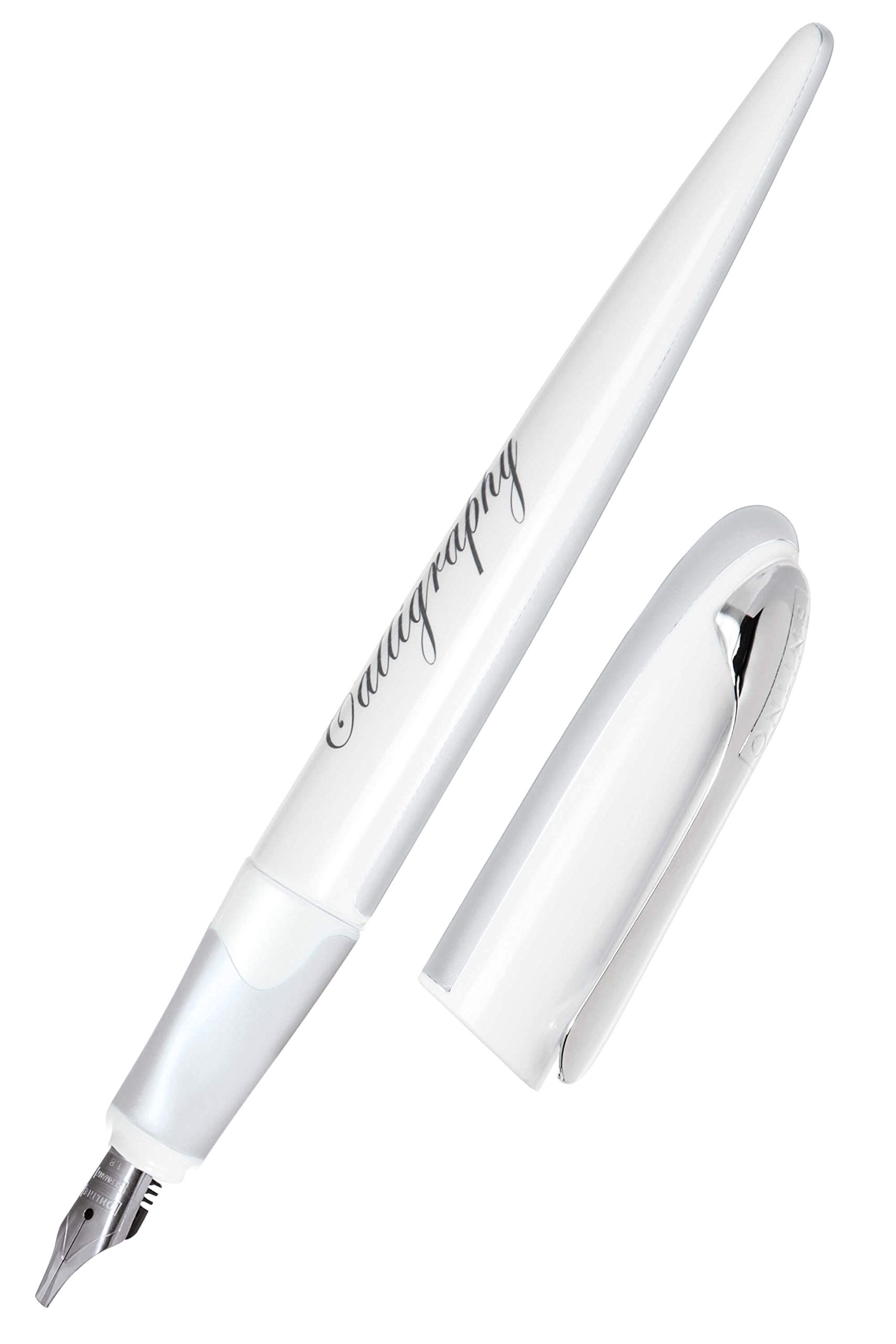 Online Calligraphy fountain pen, calligraphy pen, air pastel silver, calligraphy nib in line width 1.8 mm, for standard ink cartridges or converters, includes combination cartridge blue