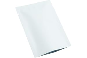 QQ Studio 100 PCS Metallic Mylar Foil Open Top Sealable Bags (12x18cm(4.7x7"), 100x White)