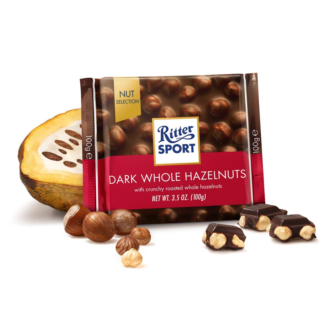 Amazon Com Ritter Sport Dark Chocolate With Hazelnuts Pack Of 3 Chocolate And Candy Assortments Grocery Gourmet Food