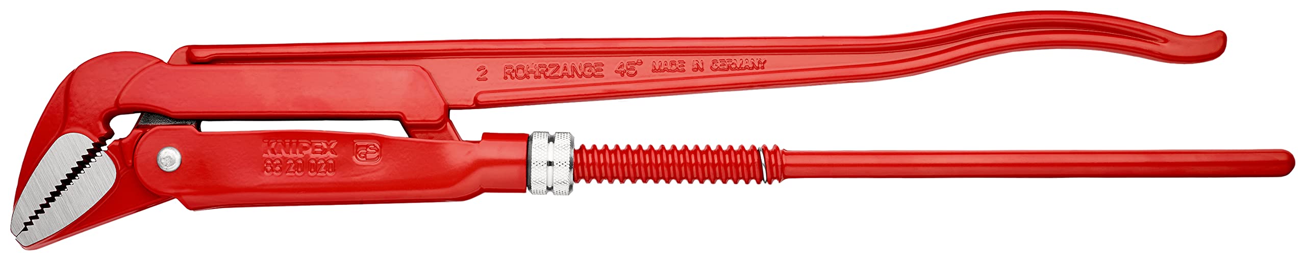 KNIPEX Pipe Wrench 45° Red Powder-Coated 570 mm, 83 20 020