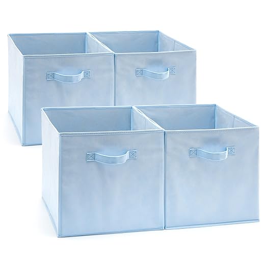 EZOWare Set of 4 Foldable Fabric Basket Bin, Collapsible Storage Cube