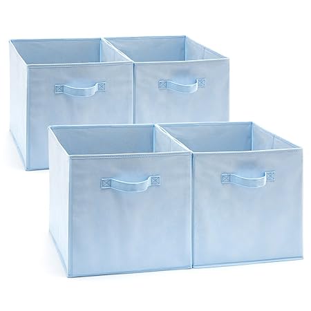 EZOWare Aufbewahrungsbox, 4er-Set Faltbare Aufbewahrungskiste ohne Deckel (33 x 38 x 33 cm) (Baby blau)