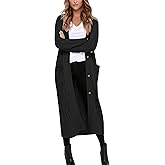 Danedvi Women's Long Cardigans Long Sleeve Cable Knit Button Down Open Front Chunky Knit Sweaters Coats with Pockets