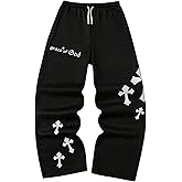 RoseSeek Boy's Cross Graphic Sweatpants Drawstring Waisted Trousers Wide Leg Athletic Pants