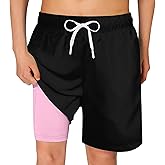 Cozople Boys Swim Trunks Quick Dry Compression Liner Swim Shorts Summer Bathing Suit with Inner Pocket Swimwear 7-20T