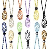 Anjiucc 12 PCS Crystal Cage Necklace Cord Empty Stone Holder Pendant Stone Replacement Hand-Woven Necklace Cord with Adjustable Length