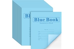 Skyygemm 100 Pack Exam Blue Books Blue Test Book 8 Sheets 16 Pages, Wide Ruled Saddle Stitched Examination Book for Home Business School Office