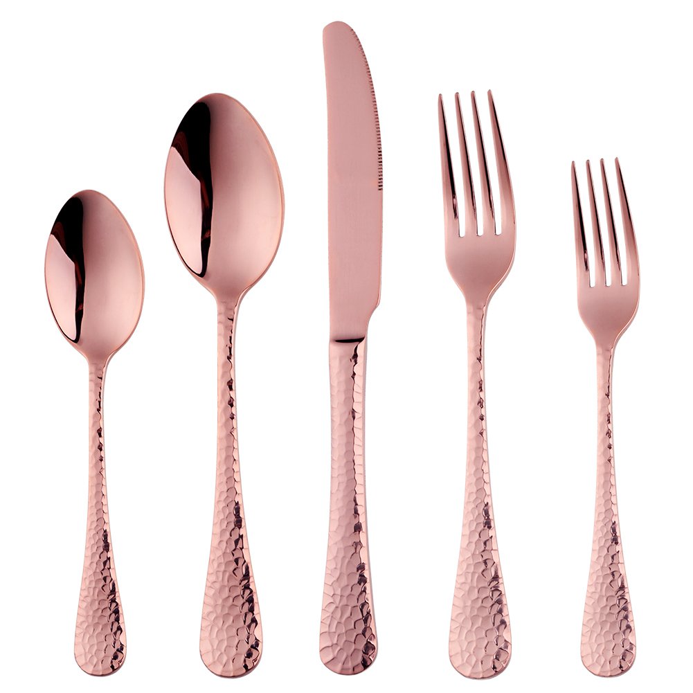 20-Piece Rose Gold Flatware Silverware Set, Bisda Stainless Steel Cutlery Sets, Multipurpose Use for Home, Kitchen, Restaurant, Hotel Tableware Utensil Service for 4 …