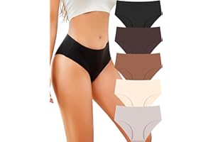 UNDER THE SEA Seamless Underwear for Women Mid Rise Brief Sexy No Show Bikini Panties Womens Cheeky 5 Pack XS-XL