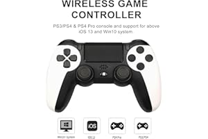 Snail Bear Wireless PS4 Controller, Game Controller Compatible with Playstation 3, Playstation4/Pro, Android, Dual Vibration, Audio, Six-axis Motion Sensor (White)