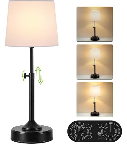 FenFud Cordless Table Lamp – 5000mAh Rechargeable, 3 Color Temperatures, Stepless Dimming, IP65 Waterproof, Portable LED Light (2-Pack, Black)