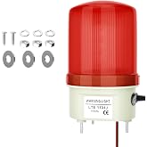 QTEATAK Industrial Red LED Rotating Strobe Warning Light | 110 VAC Sound and Light Alarm with Knob and Switch, 105-110 dB Volume Adjustable, for Indoor/Outdoor Use