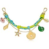 ENSKEFEN Gold Keychains for Women Cute Shell Starfish Conch Bag Charms Keyrings Summer Beach Ocean Keychain Accessories