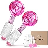 Hana Emi LUONKOS Ice Globes for Face - Pink, Set of 2 - Reusable Glass Gua Sha Facial Tools & Lymphatic Drainage Massager - Skincare Tools for Puffiness & Dark Circles