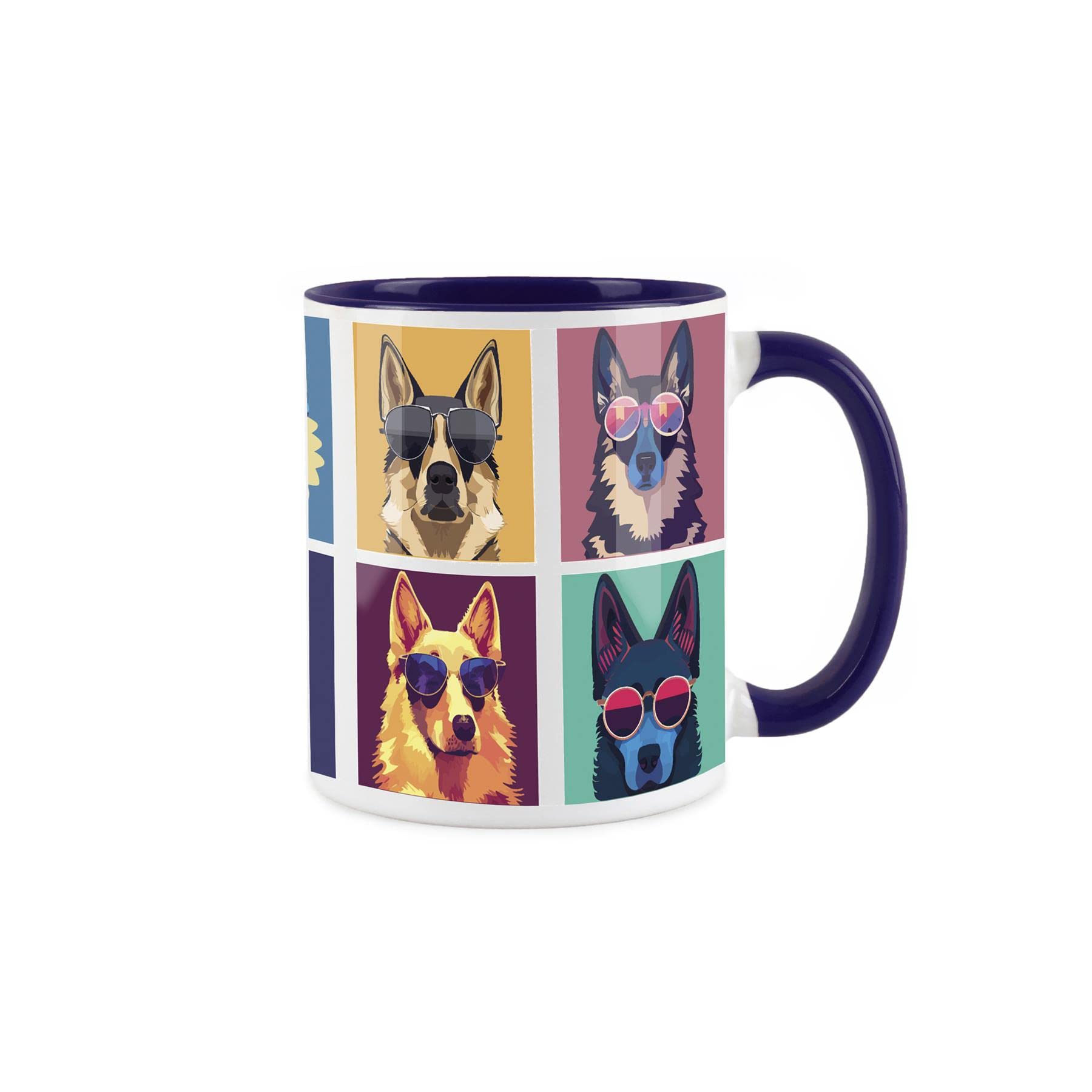 Purely Home Cool Pets German Shepherd Alsatian Mug - Pets Navy Blue Coffee/Tea Gift 11oz