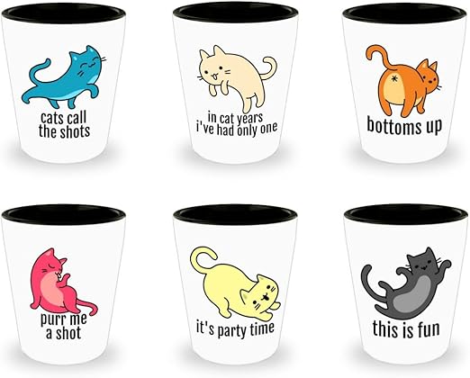 Amazon.com | Cat Shot Glass Set - Six 
