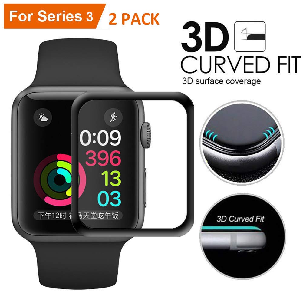 LucBuy 2 PCS Screen Protectors for Apple Watch Series 1-4 38 40 42 44mm, iWatch Full Coverage Protective Soft TPU HD Film with 3D Curved Edge Anti-Scratch Upgraded Slim Version (2PCS-42mm)