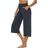OYANUS Capris for Women Casual Summer Loose Comfy Drawstring Wide Leg Capri Pants with Pockets