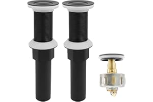 Rackickyer Bathroom Sink Drain,2 Pack Matte Black Drain Stopper Without Overflow,Small Cap Pop Up Drain Assembly with Detachable Strainer Basket,Built-in Anti-Clogging, Stainless Steel Nut
