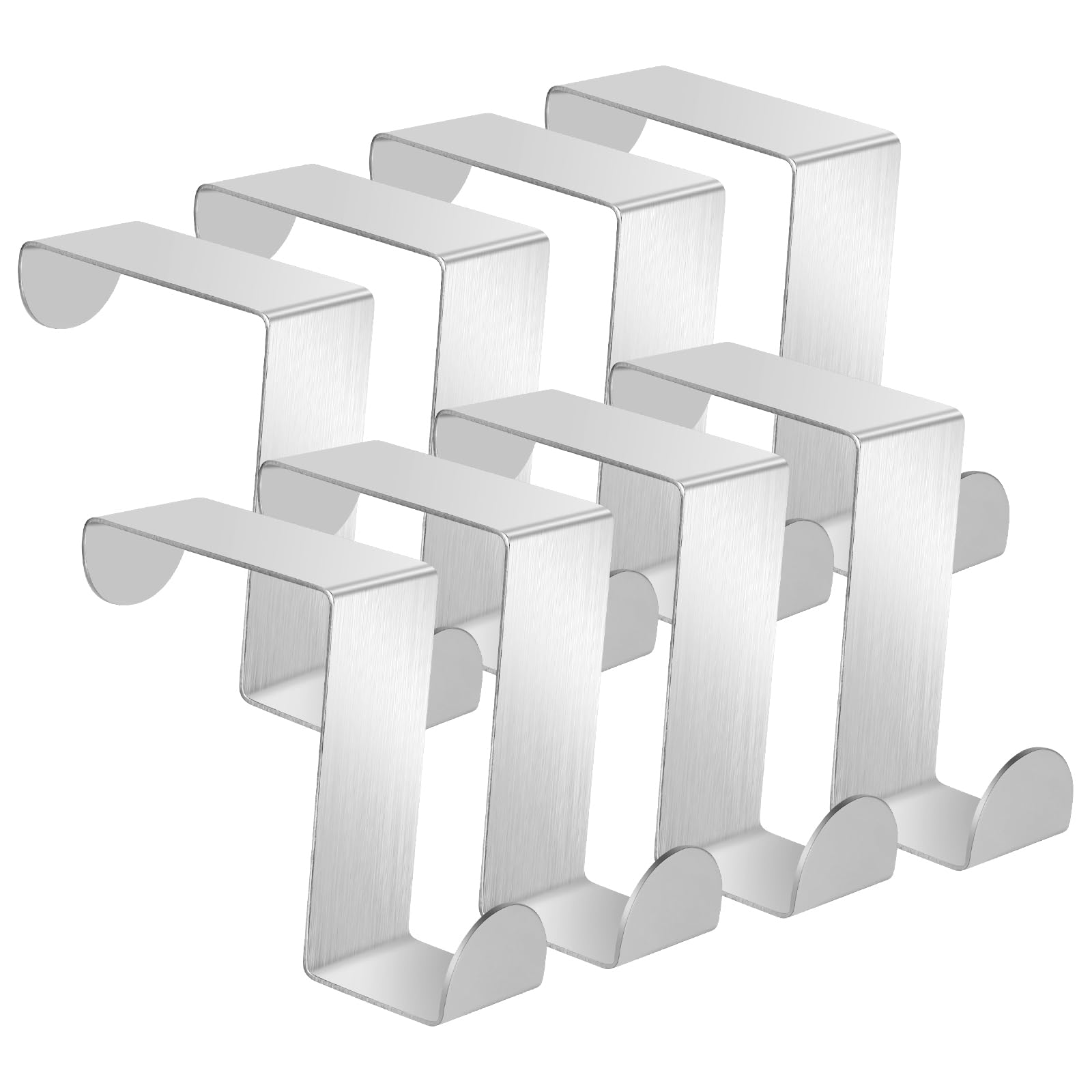 flintronic Over Door Hooks, 8PCS Heavy-Duty Over Door Hanger, Stainless Steel Coat Hooks Wall Mounted for Doors, Bedroom, Bathroom, Wardrobe, Reversible Organizer Rack for Coat, Towel, Bag, Robe