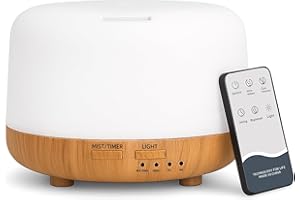 SPLITSKY Aromatherapy Essential Oil Home Diffuser with Remote Control, 300ML Large Room Cool Mist Air Humidifier, 8 Hours Quiet Operation, Timer, 7 Colors LED Night Night，Suitable Home,Yoga.