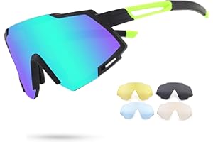 TUNFUND Kids Sunglasses Ages 10-15 with 4 Interchangeable Lenses,UV400 Lightweight,Youth Viper Sunglasses for Baseball Cycling Hiking