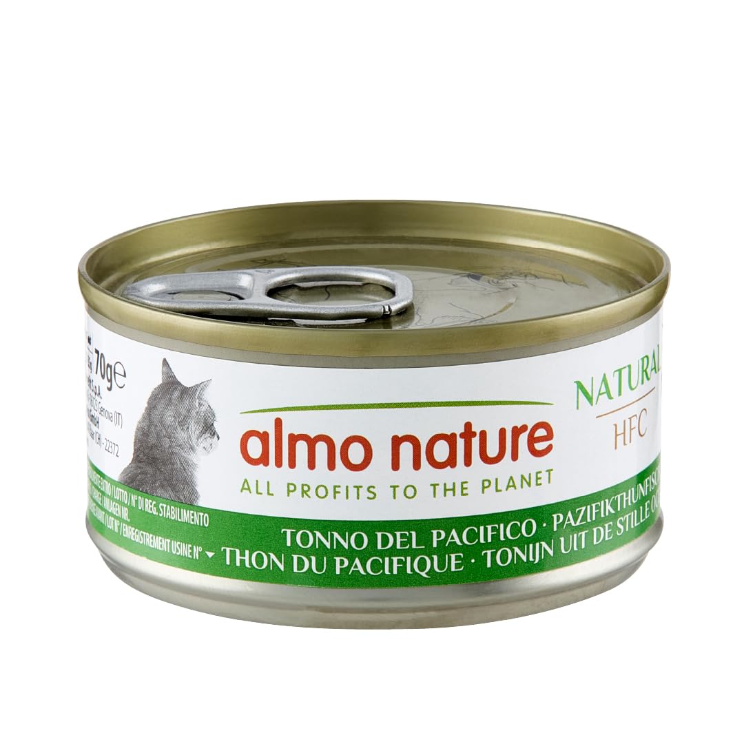 Almo Nature HFC Natural - Wet Cat Food for Adult Cats - Pacific Tuna - Human Grade, Gluten Free, Monoprotein - 70g, Pack of 24