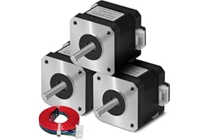 Usongshine Nema 17 Stepper Motor 42BYGH 1.8 Degree 1.5A 42 Motor (17HS4401S) 42N.cm (60oz.in) 4-Lead with 1m Cable and Connector for DIY CNC 3D Printer (Pack of 3)