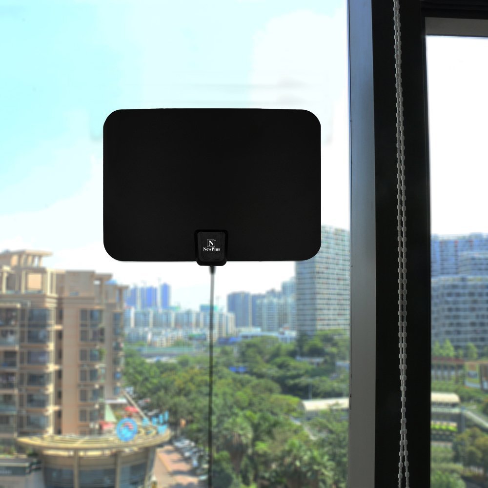 TV Antenna, NewPlus Indoor Amplified HDTV Antenna 50 Mile Range with Detachable Amplifier Signal Booster, USB PowerSupply and 16.5FT High Performance Coax Cable- Upgraded 2017 Version Better Reception