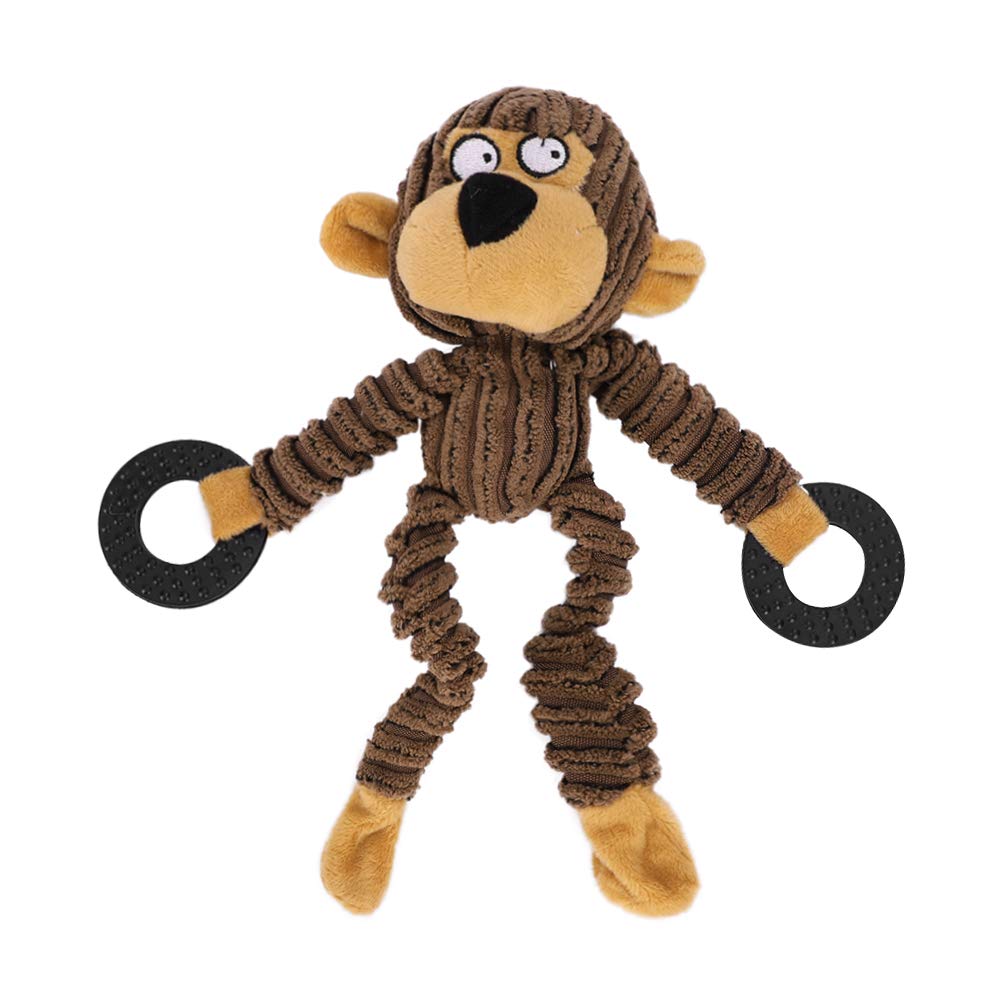IBLUELOVER Squeaky Dog Toy Plush Monkey Chew Toy Puppy No Stuffing Interactive Toy Soft Durable Training Toy for Small Medium Large Dogs Playing Making Fun and Avoiding Boredom