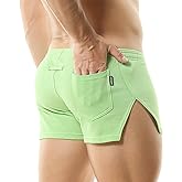 GENEMEN Mens 3 Inch Inseam Shorts Gym Running Sweat Shorts with Back Pockets