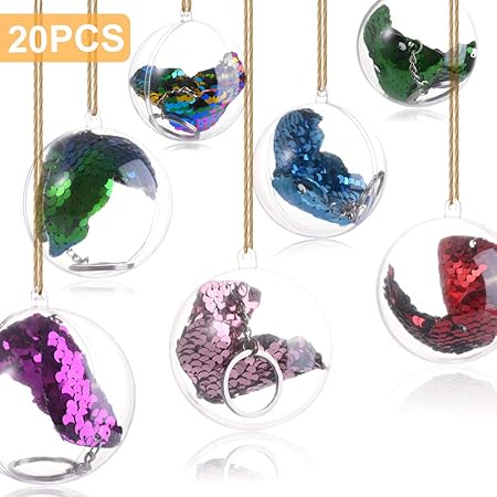 Faburo 20pz Palline Di Natale Trasparenti Sfera Plastica Trasparenti Palla Di Natale Ornamentale Da Riempire Decorazione Natale Per Albero Natale